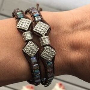 Katie Soleil Silver and Brown Wrap Bracelet